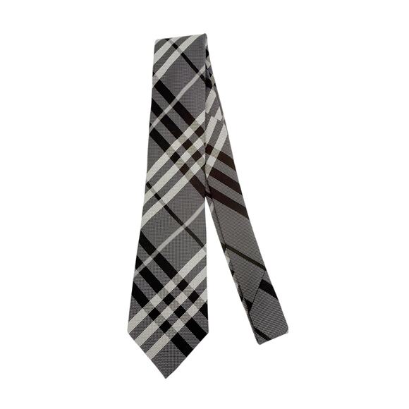 BURBERRY Manston Exploded Check Silk Tie in Charcoal - Picture 2 of 10